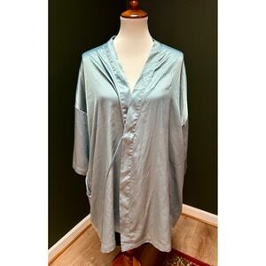 Vintage Victoria's Secret Light Blue Satin Kimono Robe Lightweight One Size
